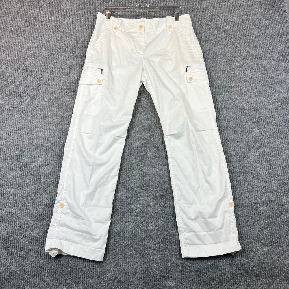 Talbots Cargo Pants Cotton Stretch White Signature Utility Nautical Petites 6P